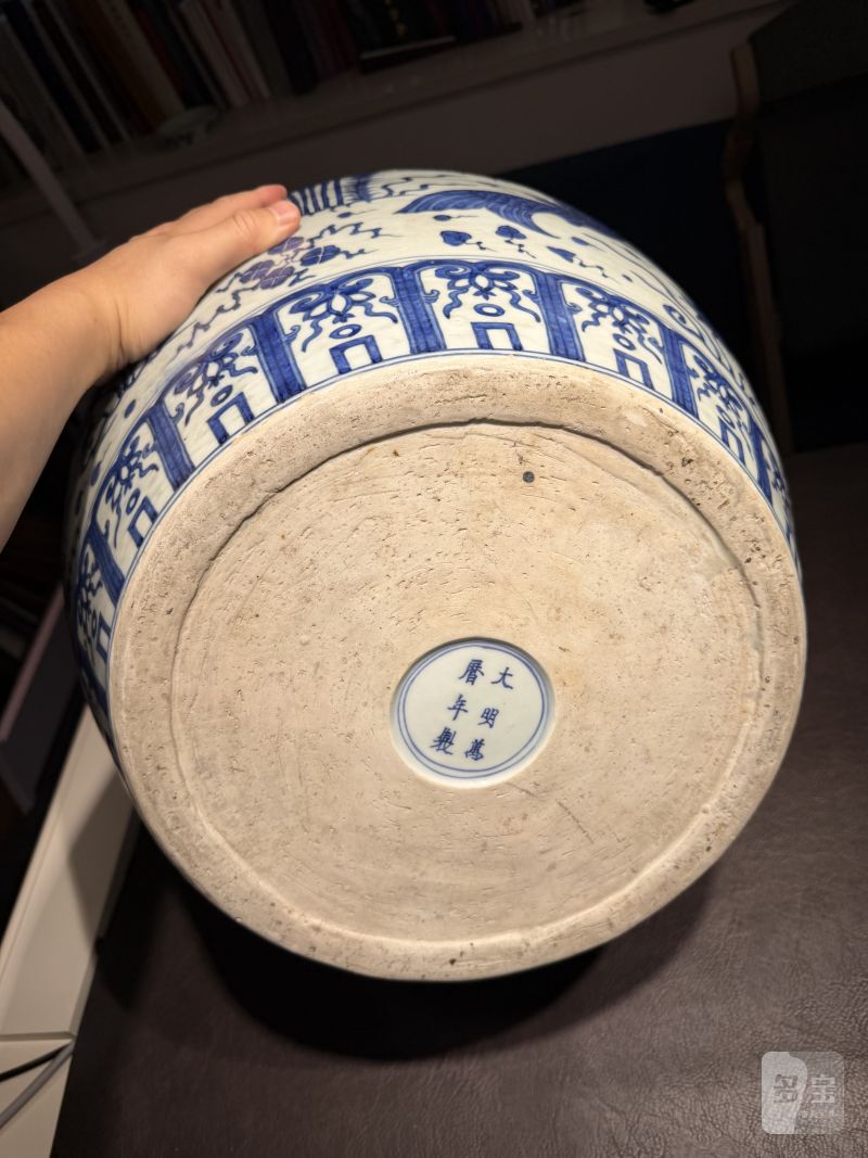 明万历 青花鱼藻纹大罐 - 图23